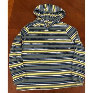 Tea Collection Boys Green Striped Hoodie Long Sleeve Shirt Size 14